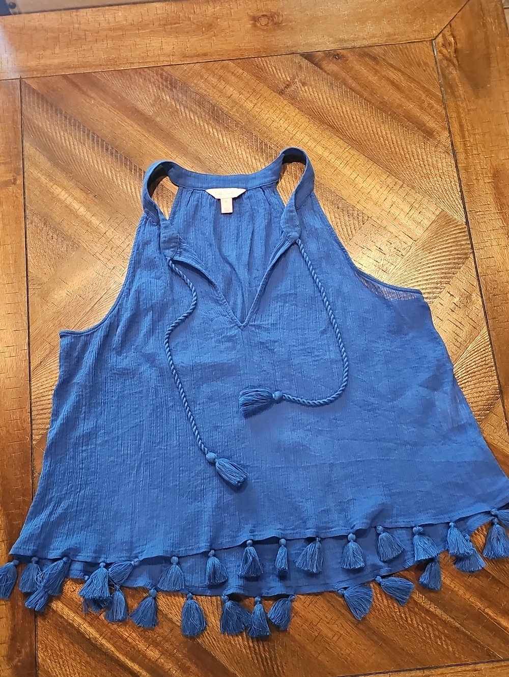 Lilly Pulitzer Blue Tassel-Hem Racerback Tank